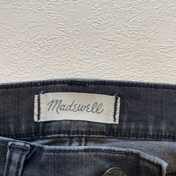 Madewell Black Skinny Jeans Distressed Raw Hem Stretch Denim - Picture 3 of 11